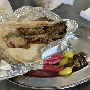 Inside Chicken Shawarma Wrap