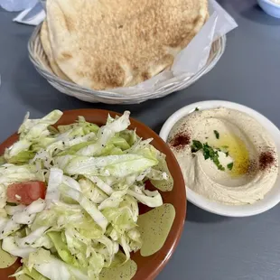 Cabbage Salad, hummus and pita with entree
