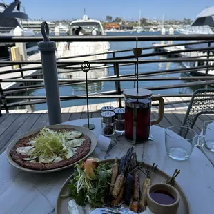 Charred carrots and zucchini pizza
