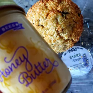 Chocolate Pecan Scone with Velvet Bees honey butter, wowzaaaa