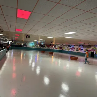 Everyone had to get off the rink because someone spilled water on it