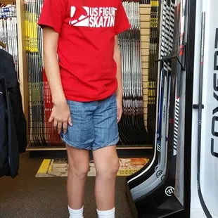 Getting new skates in the pro shop.