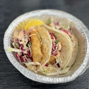 New item! Beer battered fish tacos. I could eat these every Tuesday.