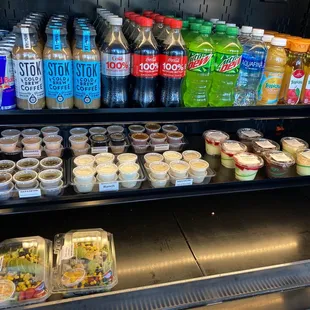 Drinks and sauces and salads