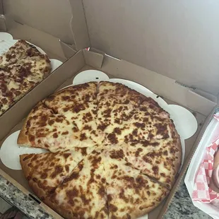 two large pizzas