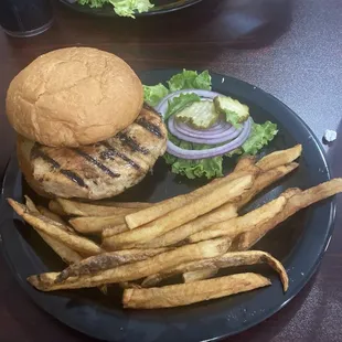 Chewy chicken breast w/ fries
