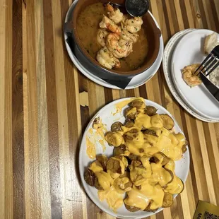 Bravas and seared prawns