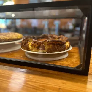 pastries in a glass case