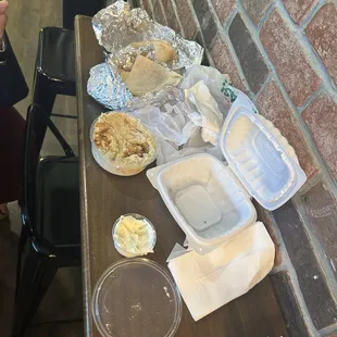 Baba Ghanouj with garlic dipping sauce. And a fillet mignon sandwhich (its a wrap).