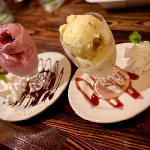 Dessert - Pomegranate AND Saffron and Pistachio ice cream
