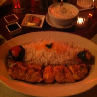 Garlic Saffron Chicken Kabob Entree