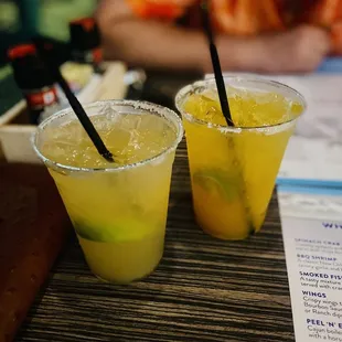 Lime and mango margaritas