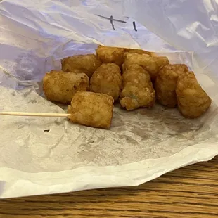 Tater tots (severely undercooked)