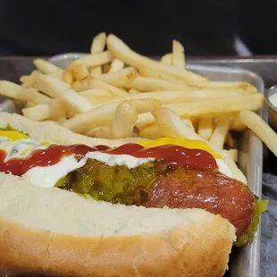 Quarter pound hotdog with fries