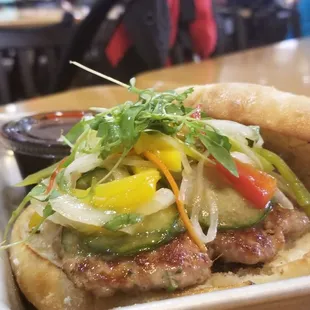 Pork Banh Mi sandwich.  Plentiful ingredients and flavorful.   Decently priced at $14.