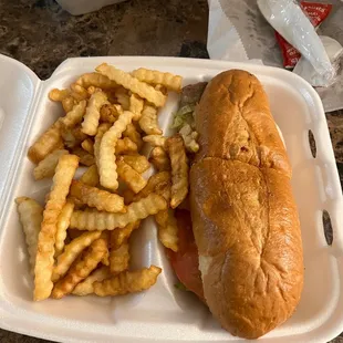 a sandwich and french fries