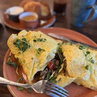 Inside fennel sausages omelette