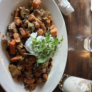 Pork burnt ends hash