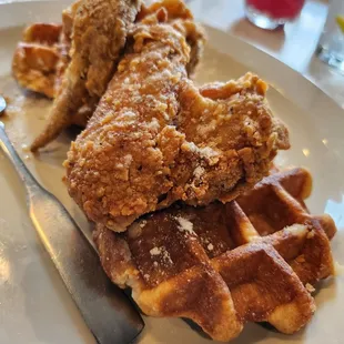 Chicken Waffle with Chicken Wings.