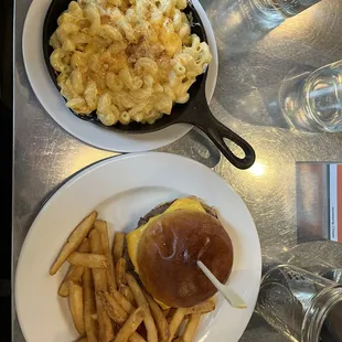 We ordered the Classic Mac &apos;n Cheese and Side Burger Patty.