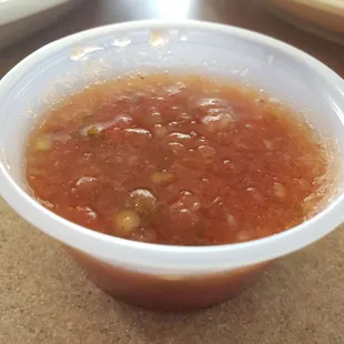 Very unassuming salsa, freshly made in-house. Awesome!