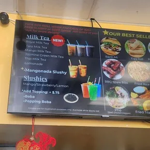 Drinks and popular menu items