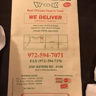 menu