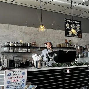 a man standing at the counter
