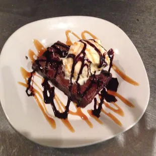 BCD! Chocolate chip brownie with vanilla ice cream for dessert !