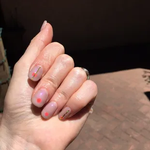 Nails by Jolene. Freshly done! Fun stripe details!