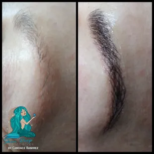 Microblading touch up. Original work done elsewhere. She was terrified from the pain of her first experience, but said she nothing with me!