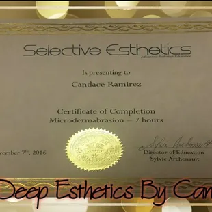 Nationally certified in Microdermabrasion