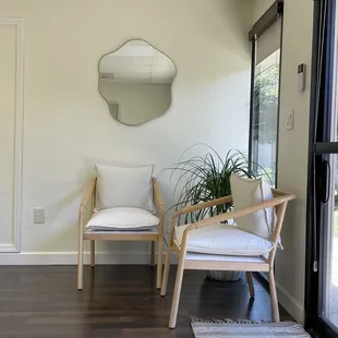 Waiting area, cute decor.
