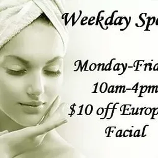 Week day specials. Call or text for more information.