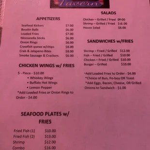 Regulate menu