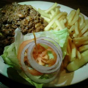Chili burger and Fries - Home made chili from scratch