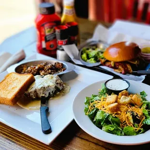 two plates of food on a table