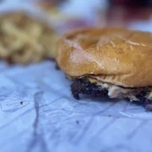 Skinny Louis Cheese burger and fries