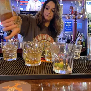 Annaliese making drinks.