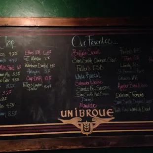 Beer menu