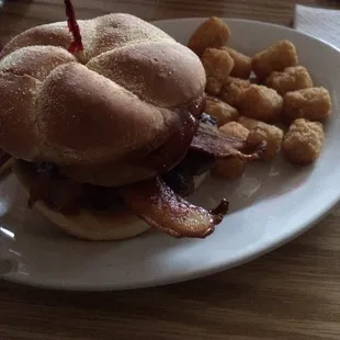Ranger burger with Tator tots