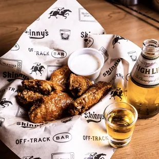 chicken wings and beer