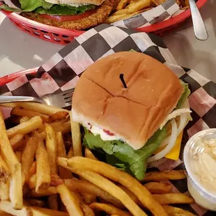 Pork tenderloin and cheeseburger baskets