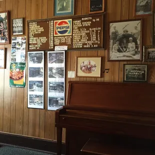 Menu boards on several walls