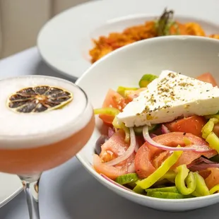 Greek Salad &amp; Milos Cocktail