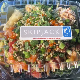 Poke bowl with 3 protein.
