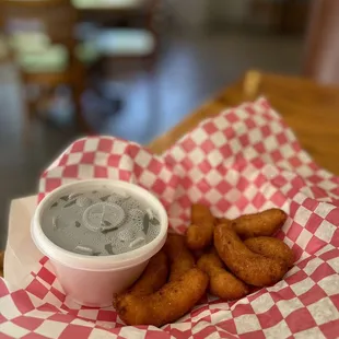 Hush puppies and side of green beans