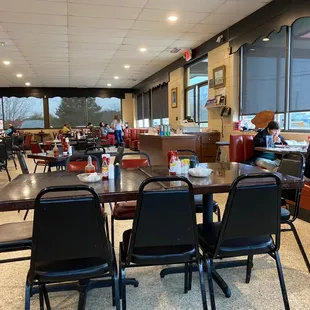 The seating area and cashier counter