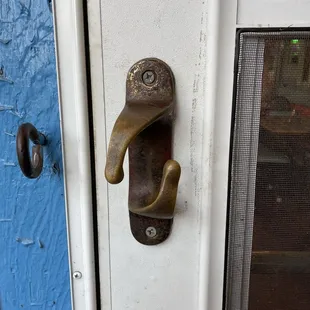 a close up of a door handle