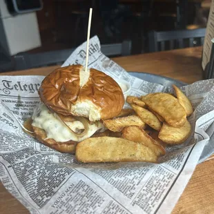 Bourbon Burger with Sour Cream &amp; Chive Fries